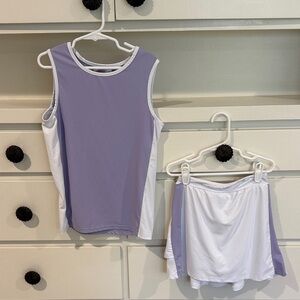 Girls Purple and White Athletic Tank Top Set size 10